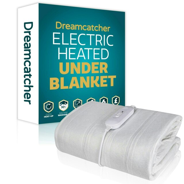 Dreamcatcher Double Electric Under Blanket Heated Fitted Cover Single Control White White M 1