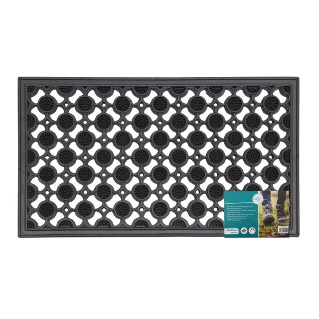 Circles Design Outdoor Rubber Scraper Door Mat 40cm x 70cm Slip Resistant