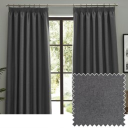 furn. Dawn Blackout Charcoal Pencil Pleat Curtains (W)229cm x (D)137cm Multi
