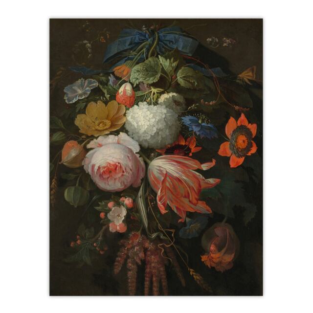 Hanging Bouquet of Flowers Abraham Mignon Huge Wall Art Print 18X24 In