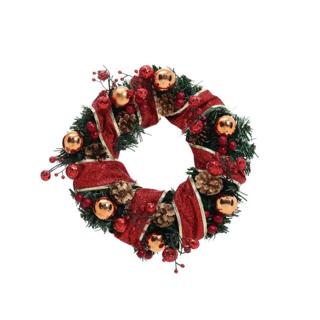 Living and Home 2.7m LED Light Poinsettia Christmas Garland Decor - Red