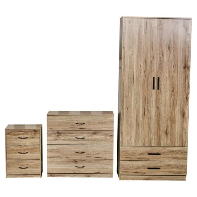 3-Pcs Wooden Bedroom Set Brown 3
