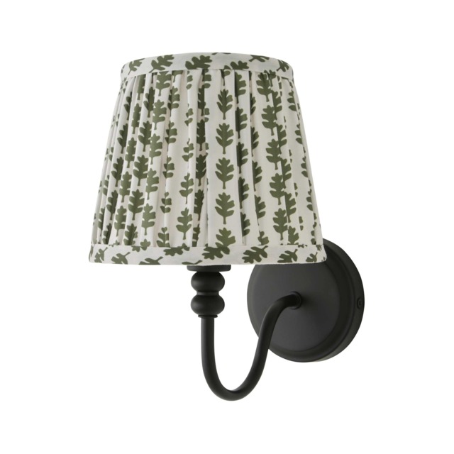 ValueLights Binky Black Rechargeable Wall Light Green Floral Shade Black Green