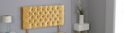 "Gold Crush Velvet Chesterfield Crystal Button Headboard Gold 5FT King 20""inch Headboard"