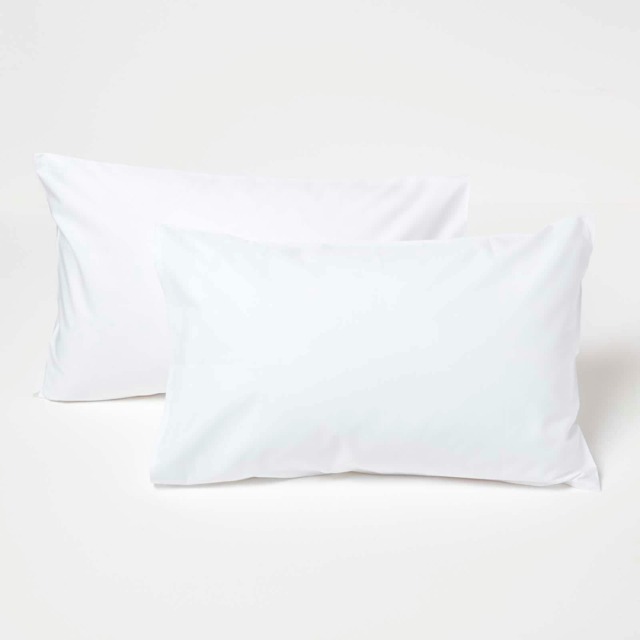 Homescapes White Cotton Kids Pillowcases 40 x 60 cm 200 Thread Count - 2 Pack White