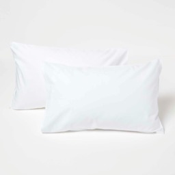 Homescapes White Cotton Kids Pillowcases 40 x 60 cm 200 Thread Count - 2 Pack White