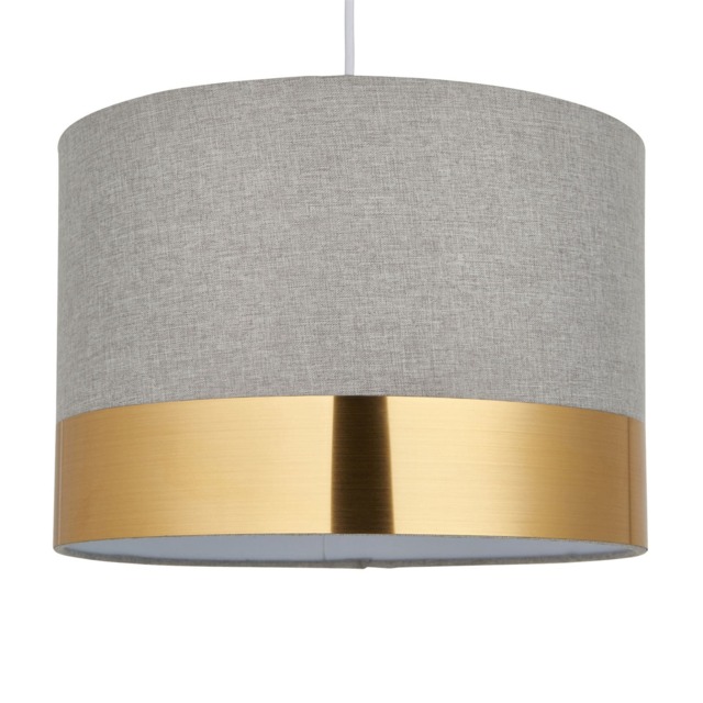 Amara - Grey 30cm Easy Fit Pendant Shade with Gold Band