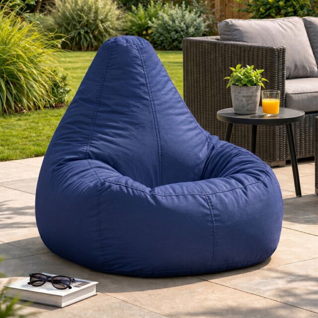Icon Dalton High Back Adult Gaming Indoor Outdoor Bean Bag Chair, Navy
