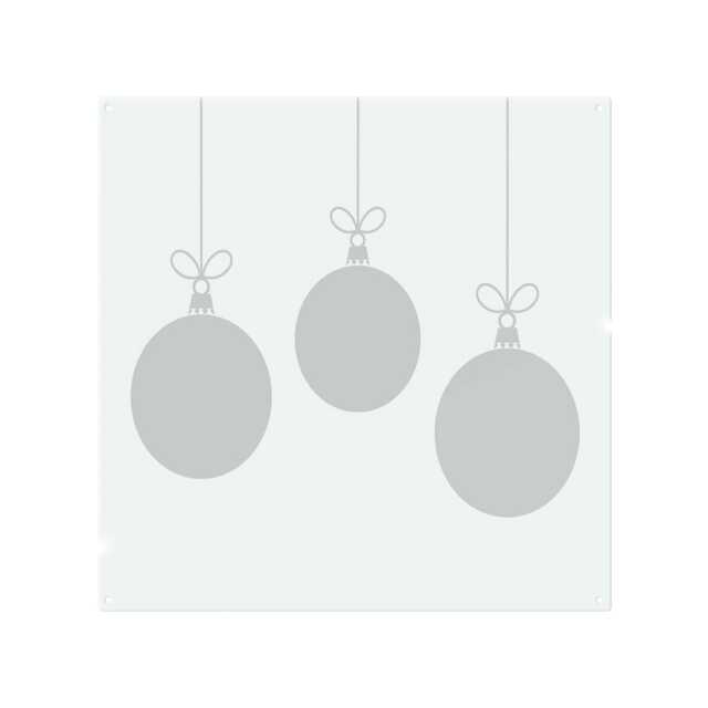 Three Hanging Christmas Baubles Dining Splash Back White