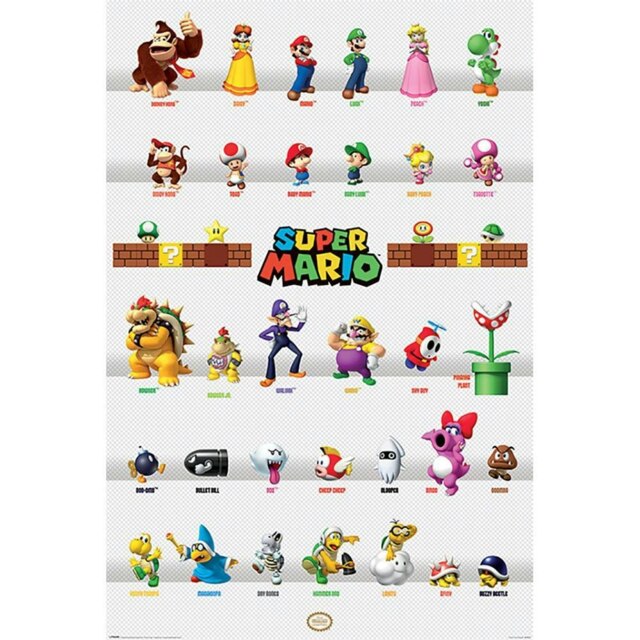 Super Mario Poster Character Parade 278 - Multicoloured - One Size