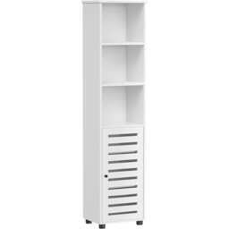 Tall Freestanding Bathroom Storage Cabinet with Open Shelves and Adjustable Compartments, Cloud White