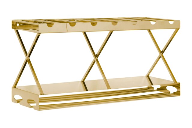 Orsina Space Saving 2 Tier 7 Bottle Gold Finish Wine Rack, Elegant Bottle Rack For Cupboard, Stylish Wine Rack