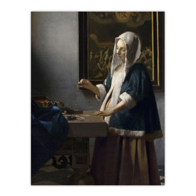 "Woman Holding a Balance Vermeer Vintage Wall Art Poster Print 12X16"""