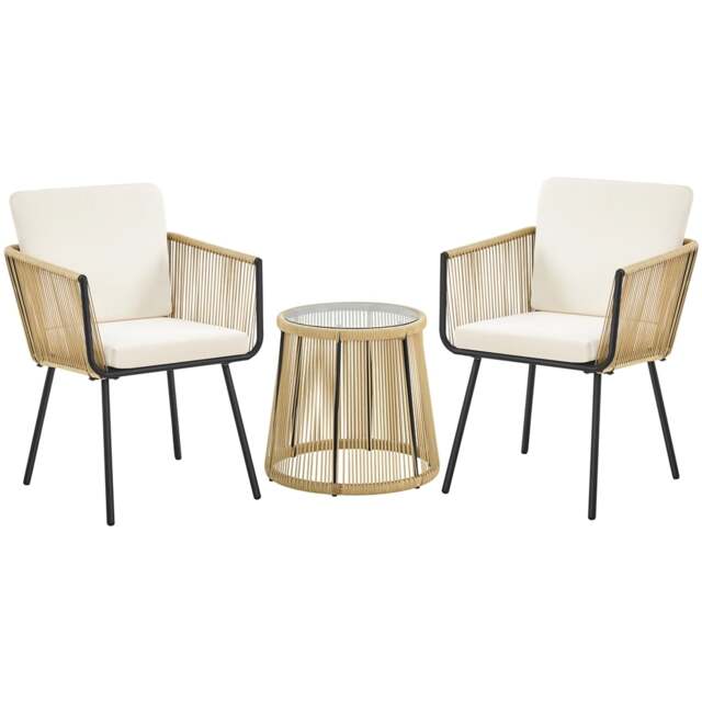 Yaheetech 3-Piece Outdoor Patio Bistro Set-Tan&Cream Multi Tan/Cream