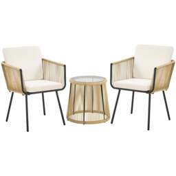 Yaheetech 3-Piece Outdoor Patio Bistro Set-Tan&Cream Multi Tan/Cream