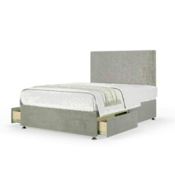 Seal Grey Naples Velvet 2 Drawer Divan Base and Valencia Headboard Double