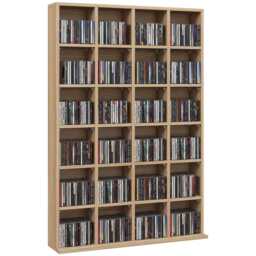 HOMCOM 456 CD 336 DVD Storage Unit, Media Storage Shelf, Wooden Display Unit with Adjustable Shelves, 89 x 130.5 cm, Nature Wood Finish