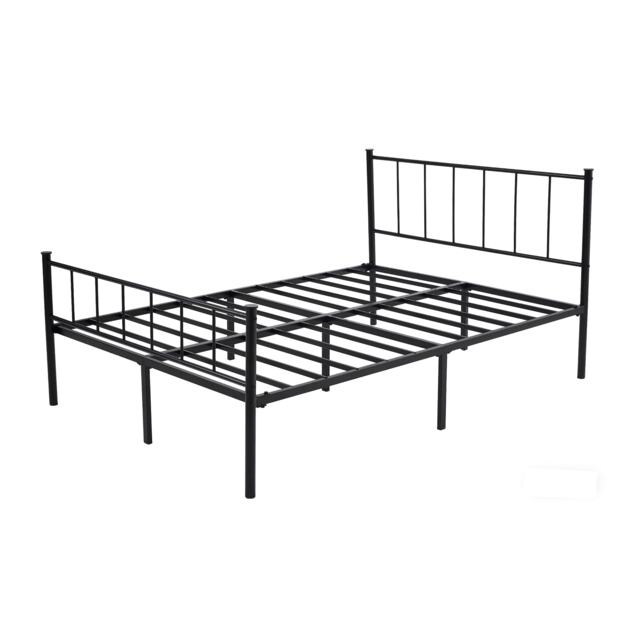 MCC Direct Double 4FT6 Black Metal Bed Frame with Headboard & Footboard Finn