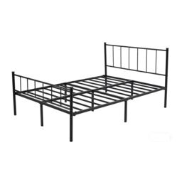 MCC Direct Double 4FT6 Black Metal Bed Frame with Headboard & Footboard Finn