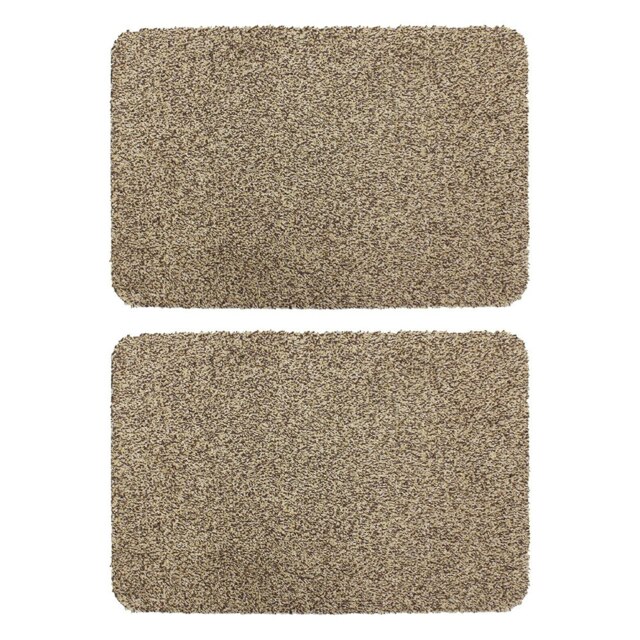 JVL Tanami Machine Washable Doormat 50x75cm, Beige, Pack of 2