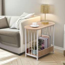 2 Tier Narrow Side Table Oak Brown