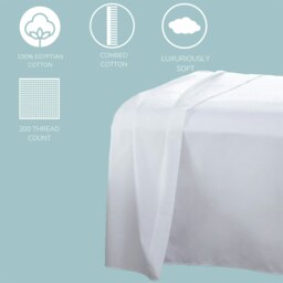 Egyptian Cotton 200 Thread Count Flat Sheet 100% Cotton - White - Single
