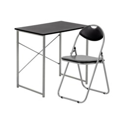 Harbour Housewares Industrial Office Desk & Chair Set - Durable Compact Wooden Computer Bedroom Study Desk & Chair Black Black / Black Chair One Size