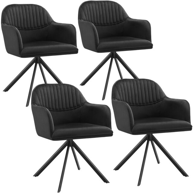 Lounge Armchair Living Room Accent Chair 360 Swivel Slim Steel Legs Velvet Fabric Black black/black 4