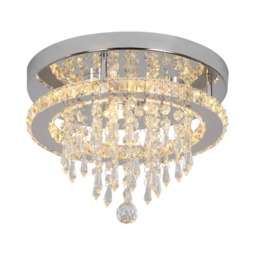 Ceiling Light Silver Crystal Flush Mount Warm White LED 30 x 22 cm