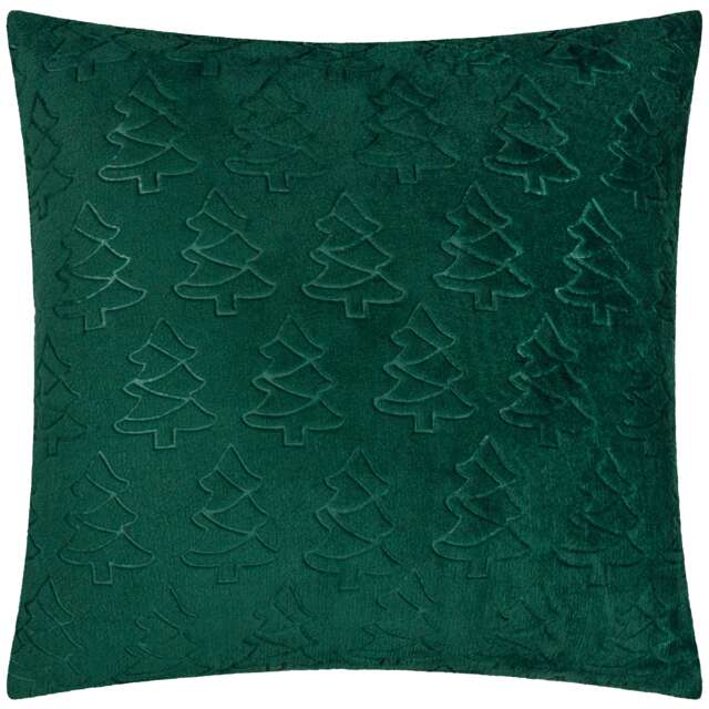 furn. Festive Trees Embossed Cushion Cover Green 1