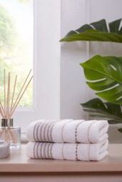 Dakota Stripe Pure Cotton Face Cloth Towels Set Of 4 Brown Face cloth 4