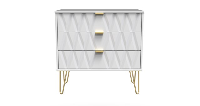 Dallas 3 Drawer Chest of Drawers in White Matt (Ready Assembled) White White Matt