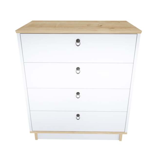 Decorotika Sahra Chest of Drawers 4 Drawers with Chrome Handles - W 72 cm x H 83 cm x D 42 cm