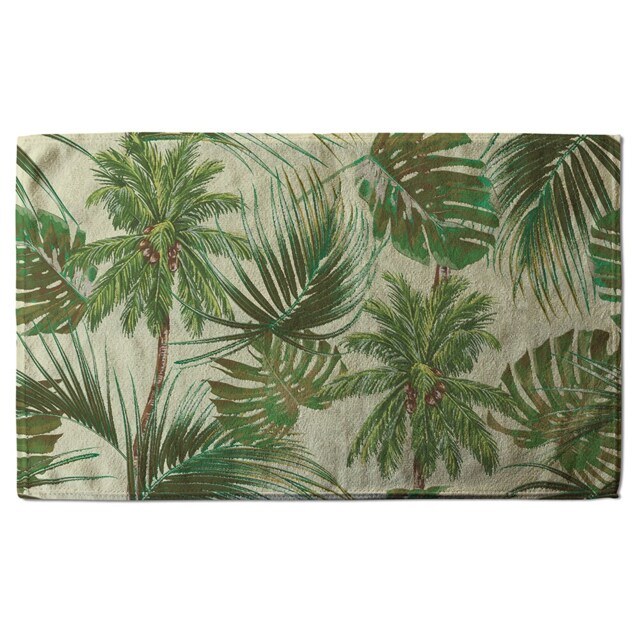 Tropical Leaves On Yellow Soft Bath Towel Multi