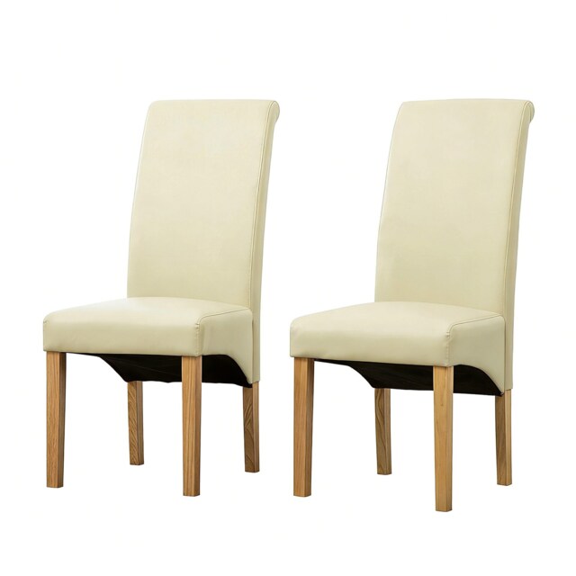 MCC Direct Deluxe High Back Leather Dining Chairs Cream