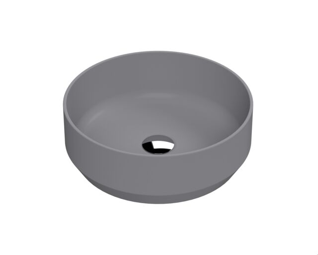 Balterley Nova Round Countertop Vessel Basin for Bathroom & Cloakroom, Ceramic Fireclay Grey Matt Grey 1