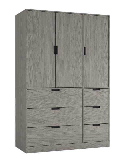 RIGA 3 Door 6 Drawer Wardrobe Grey Cedar Grey & Cedar Grey 10 x 44.5 x 79 1