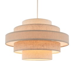 Five Tier Pendant Lighting Shade with Natural Oatmeal and Beige Linen Cream Beige 1
