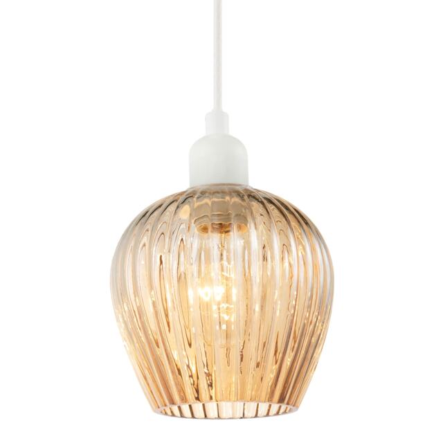 Modern Gold Easy Fit Pendant Lighting Shade with Ridged Fluted Lines Gold