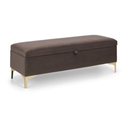 Premium Luxeva Blanket Box and Storage Bench in Truffle with Gold Detail