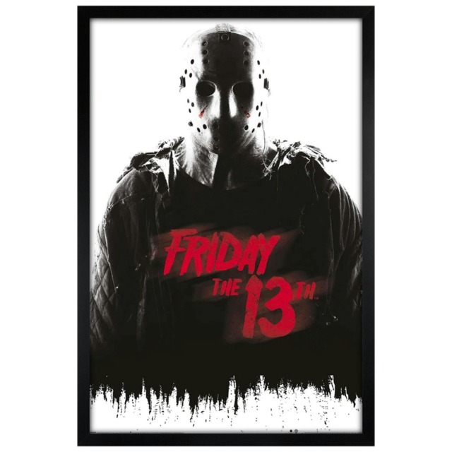 Black Wooden Framed Frinday The 13th Jason Voorhees Maxi Poster Multi