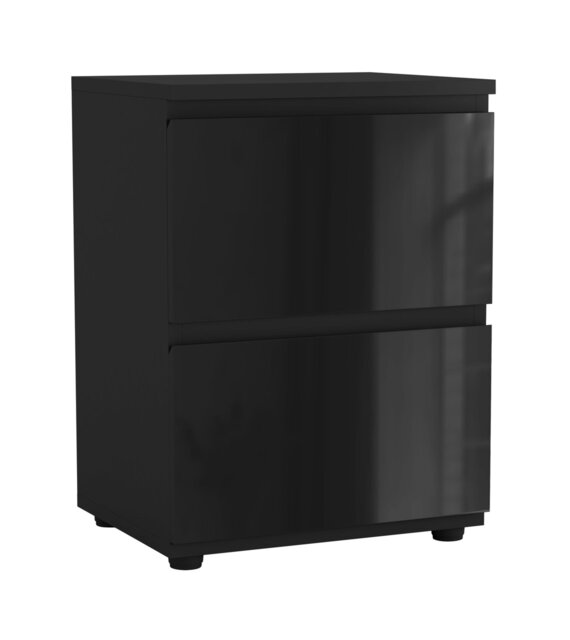 Skagen Minimalist Chest of 2 Drawers Black Black & High-gloss Black 1