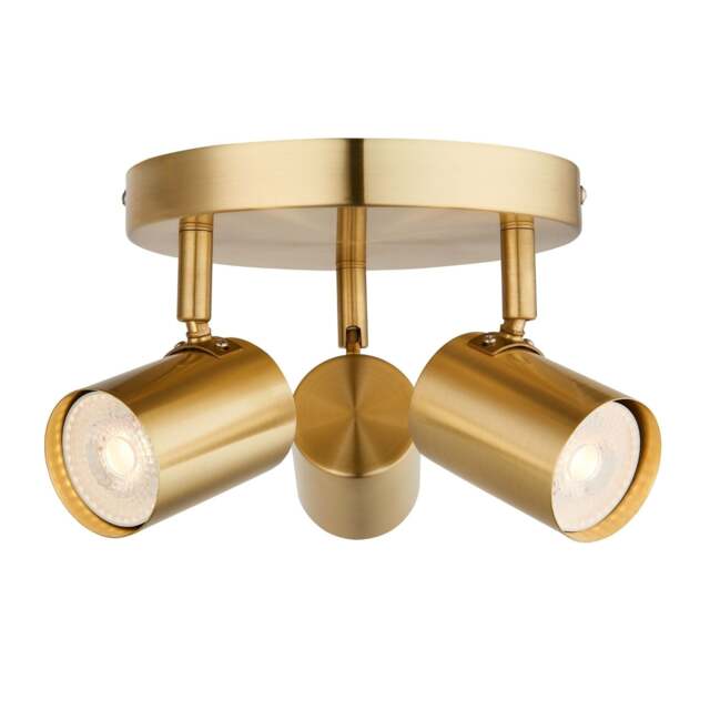 Hereford 3 Light Satin Gold Ceiling Spotlight