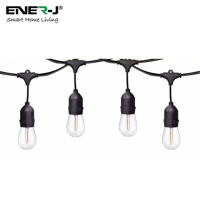 ENER J LED Festoon String Lights 30m Outdoor Garden 30 Bulbs IP65 Waterproof Warm White