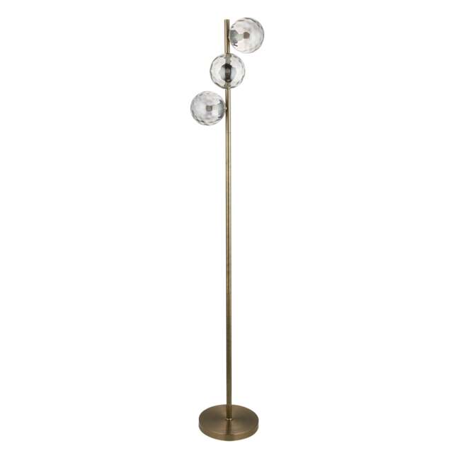 Becksley - Antique Brass 145cm Floor Lamp with Glass Globe Shades