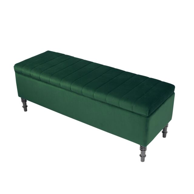 Living and Home Velvet Upholstered Storage Ottoman Modern Classic Entryway Bench