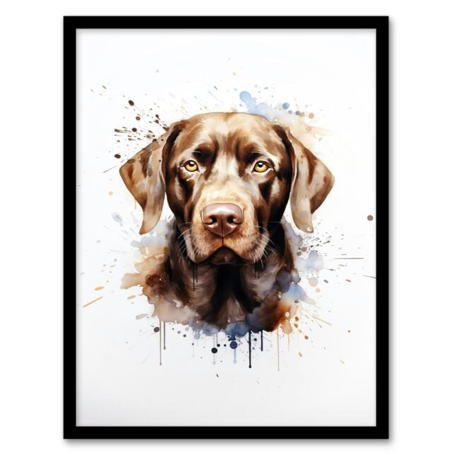 Chocolate Labrador Retriever Dog Lovers Gift Black Framed Wall Art Print A4