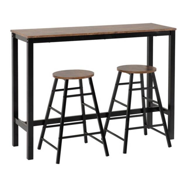 Athens Breakfast Bar Set - Acacia Effect - Black Brown 3