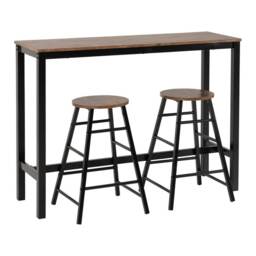 Athens Breakfast Bar Set - Acacia Effect - Black Brown 3