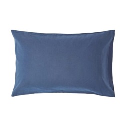 Homescapes Navy Blue Linen Housewife Pillowcase - Standard Size Blue Standard